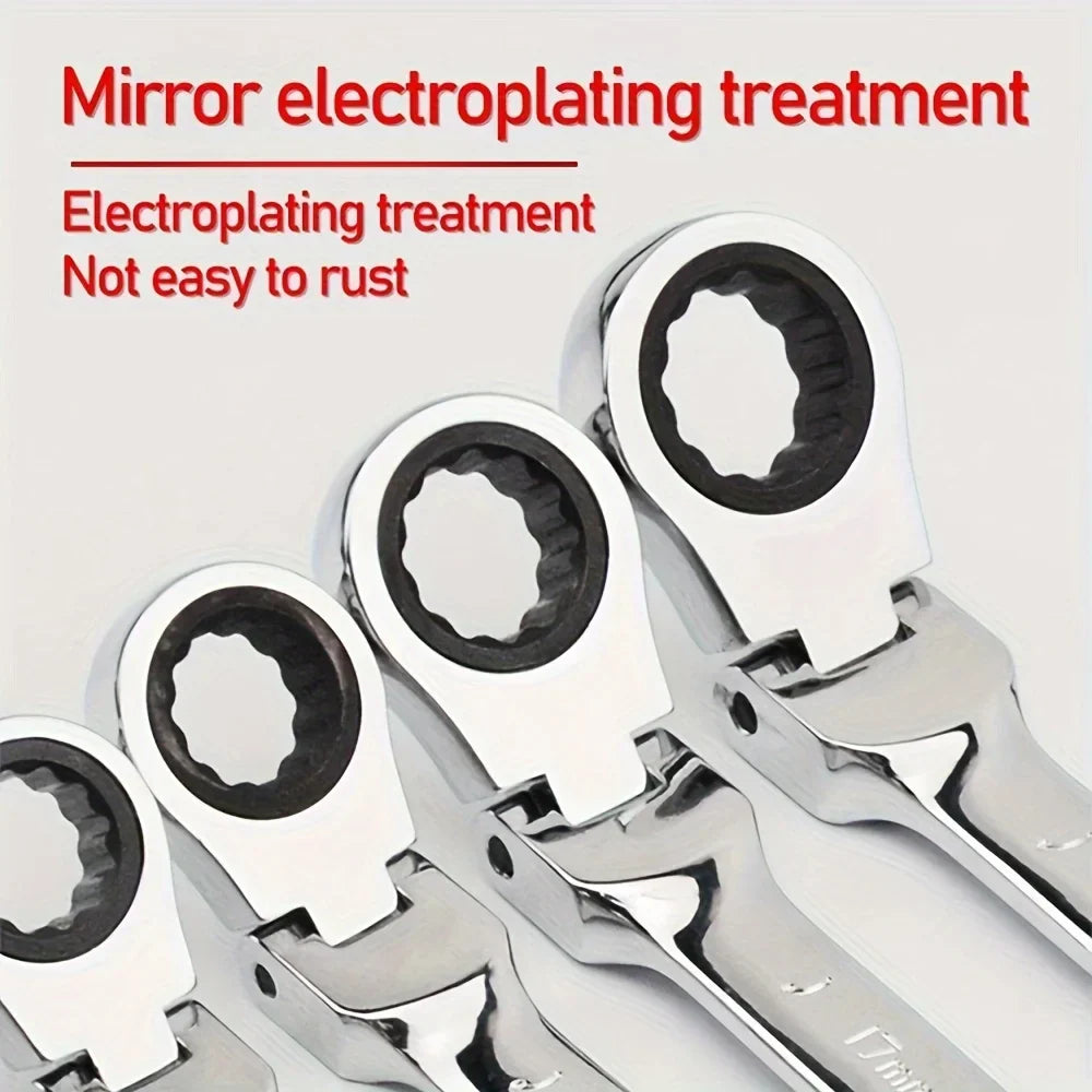 Frendorf | 12-teiliges Flexkopf-Ratschenschlüsselset - Chrom-Vanadium-Stahl