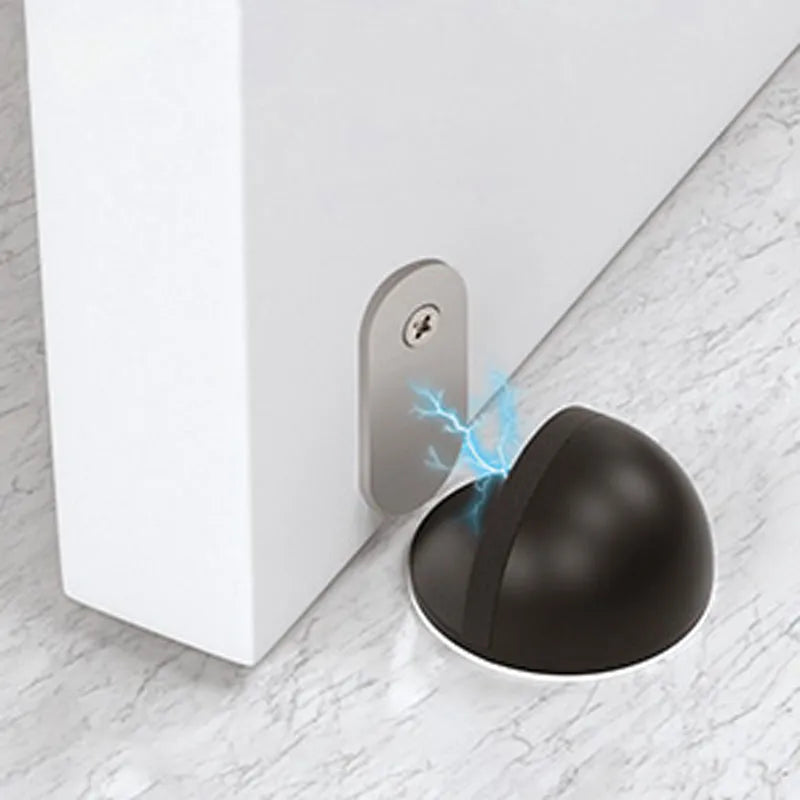 Edelstahl Magnet Türstopper - Bohrfrei, Magnetische Saugkraft, Halbrunder Gummi Anti-Kollisions Türberührung Stopp