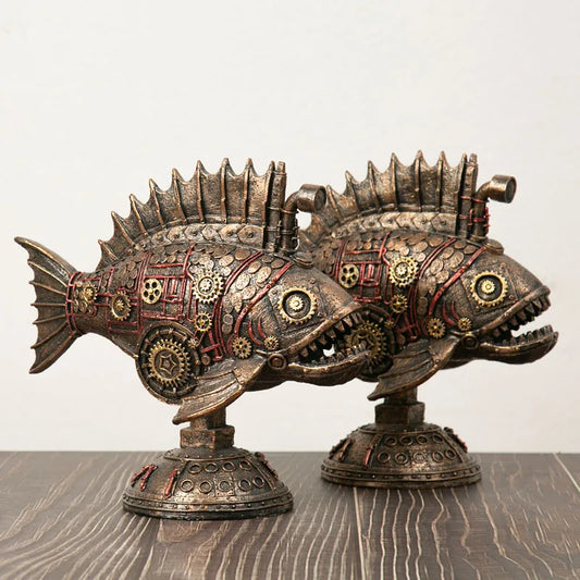 Frendorf | Steampunk Mechanische Schwarzfisch Figurine
