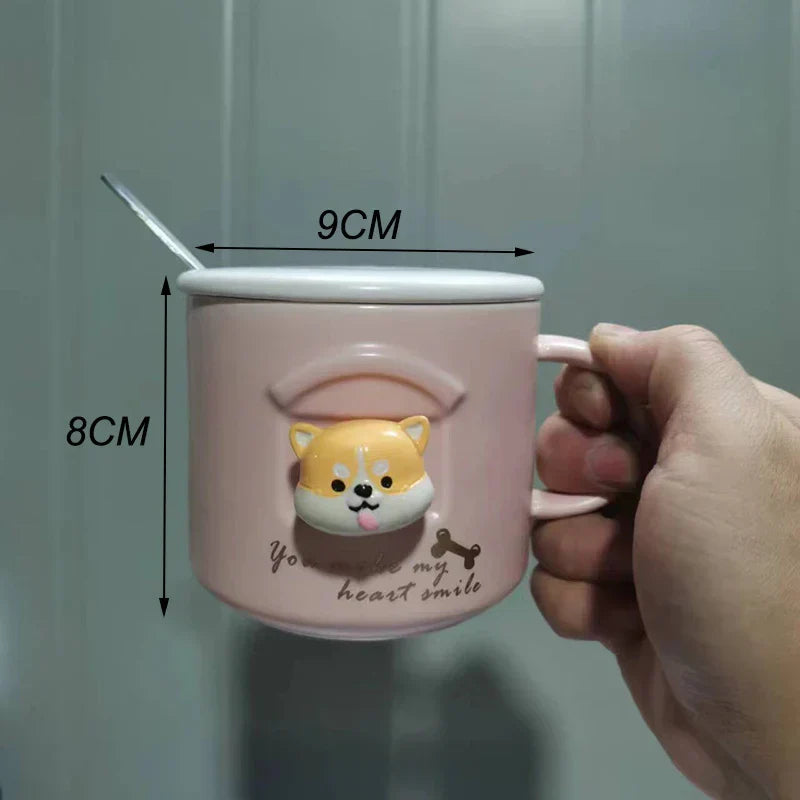 Frendorf | CupBuddy Niedliche Cartoon-Keramiktasse | Kaffeetasse & Milchteebecher | Frühstückstasse als Geschenkidee & Trinkgeschirr