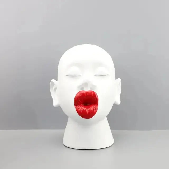 Frendorf | Elegante Frauenskulptur mit schwarzem und rotem Kopf für ein einzigartiges Interior