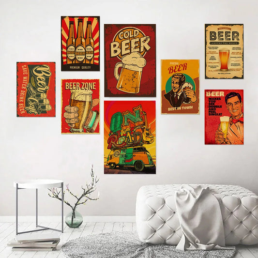 Bierliebhaber Kraftpapier-Poster Vintage Zuhause Zimmer Bar Café Dekor Ästhetische Kunst Wandmalerei
