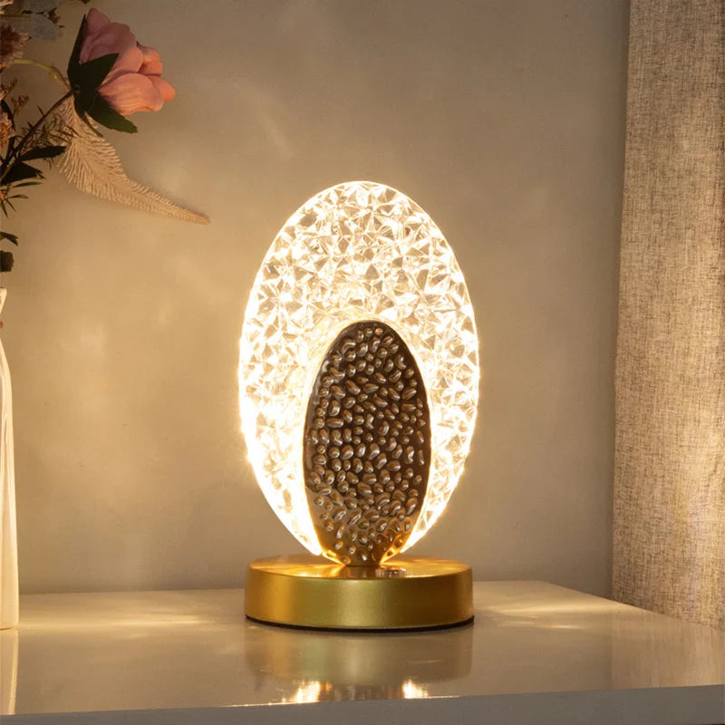 Kristall LED Tischlampe: Dimmbar, USB-Laden, Touch- & Fernbedienung