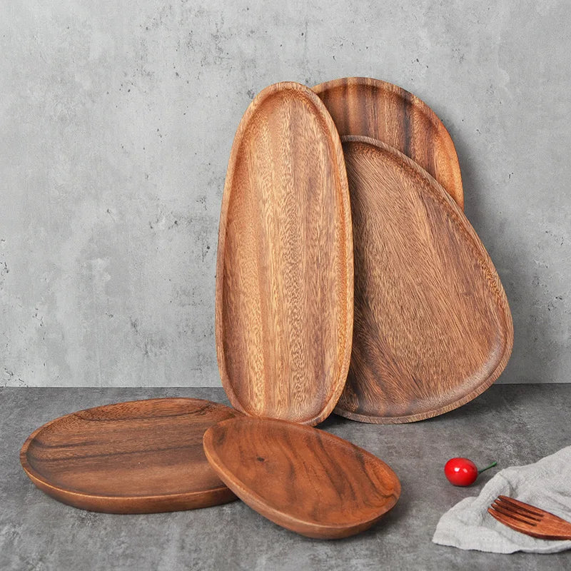Irreguläres Ovales Massivholz-Essteller Melone, Obst, Gebäck, Desserttablett dekorativ