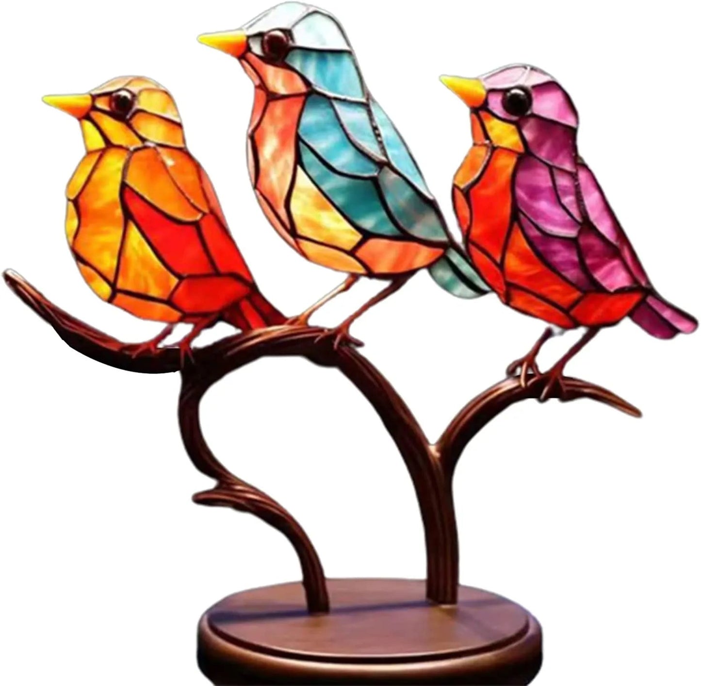 Frendorf | ElegantAviary | Bunte Vögel auf Ast Schreibtischornamente