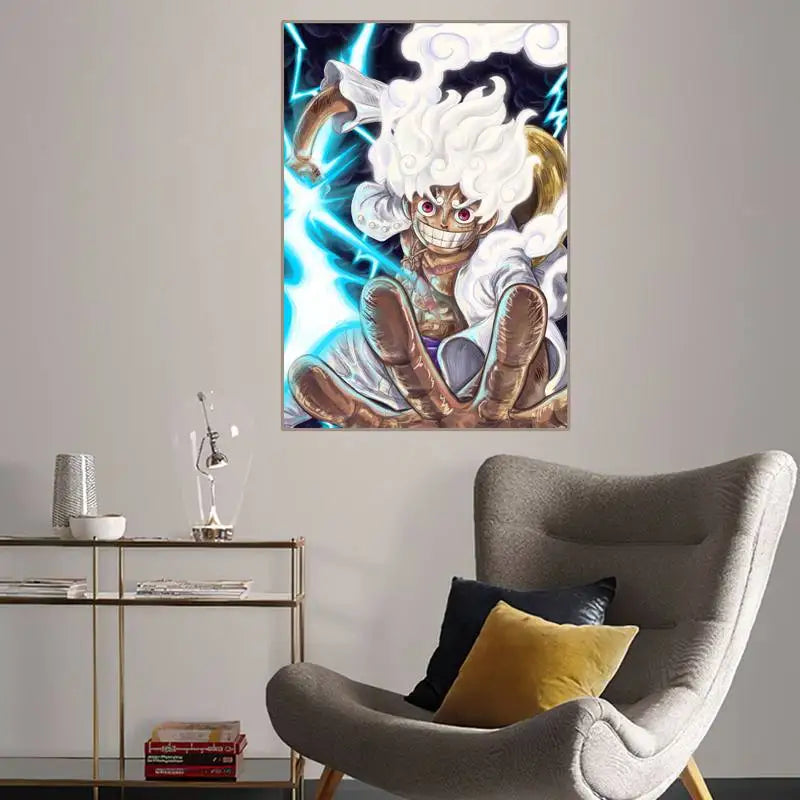 One Anime P-Piece Luffy Gear 5 POSTER Gift Home Decor Picture for Living Room Bedroom Small