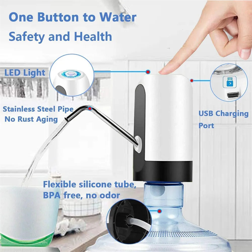 Elektrische tragbare Wasserspenderpumpe für 5-Gallonen-Flasche: USB-Ladung mit Verlängerungsschlauch - Fässerwerkzeuge