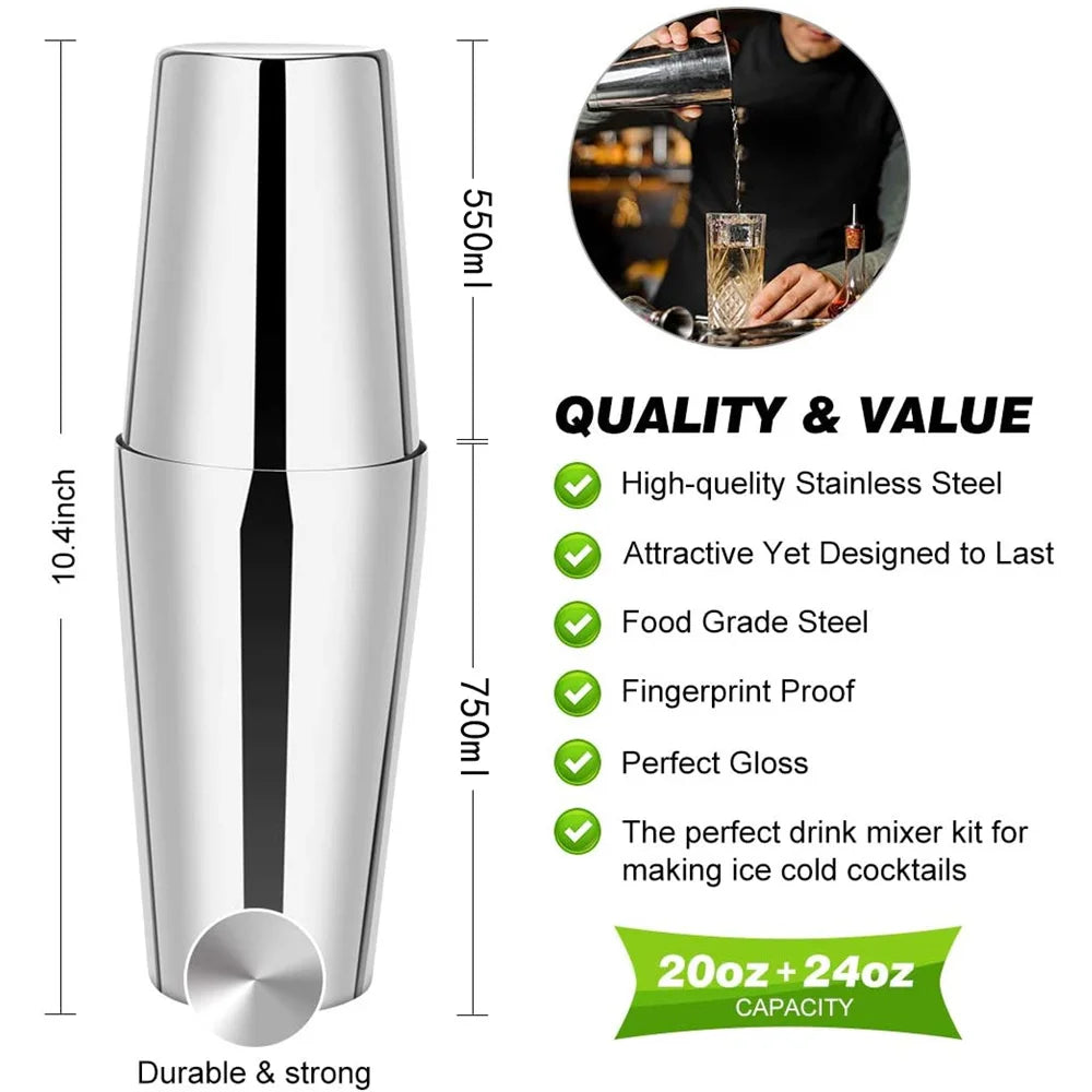 Frendorf | 1-22 Teile Edelstahl Cocktail Shaker Set Cocktail Bar Werkzeuge