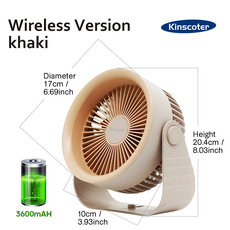 Frendorf | Brisano Mini Ventilator | 3600 mAh Akku | 4 Stufen & USB | Kompakt & BPA-frei