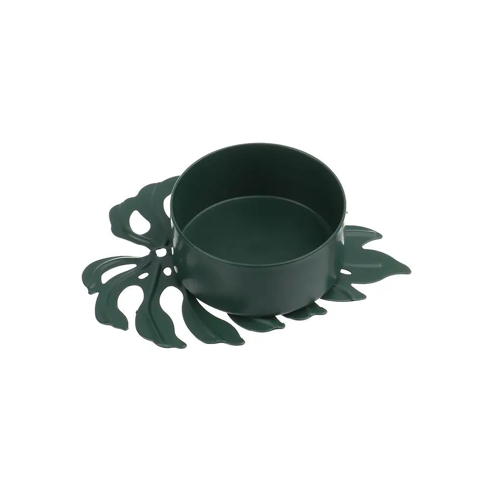 Frendorf | LumiLeaf Monstera Kerzenhalter aus Eisen | Gold & Grün | Tropisches Design | Wohn- und Tischdeko