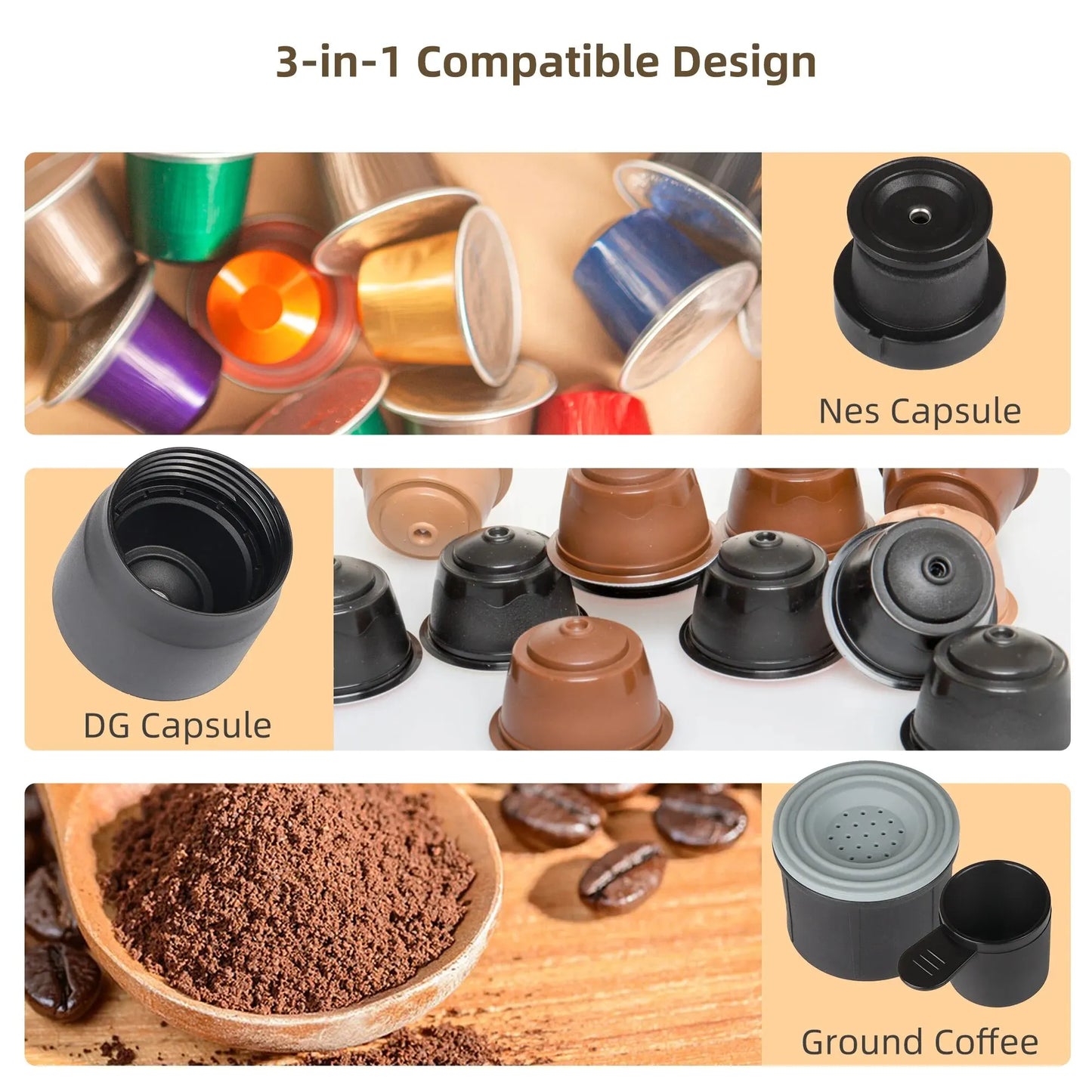 Tragbare Kaffeemaschine Espressomaschine Handpresse Kapsel gemahlener Kaffeebrüher tragbar für Reisen und Picknick, BioloMix