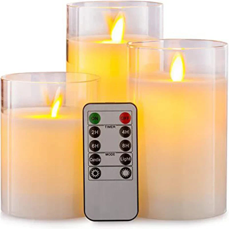 Frendorf | GlowLite™ Flammenlose LED Kerzen Set 3-teilig | Sicheres Stimmungslicht für Zuhause | Dekorative LED Kerzen