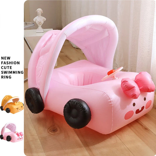 Frendorf | Aufblasbarer Babypoolstuhl mit Sonnenschutz und Lenkrad – Perfekt für Sommer- und Strandspaß