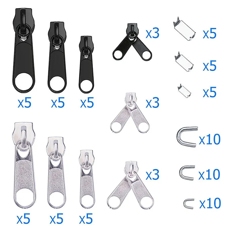 Reparaturset für Reißverschlüsse - 197/84/8-teiliges Reißverschluss-Ersatzzubehör für Kleidung, Zelte - Installationszange für Verlängerung, Gepäckreparatur