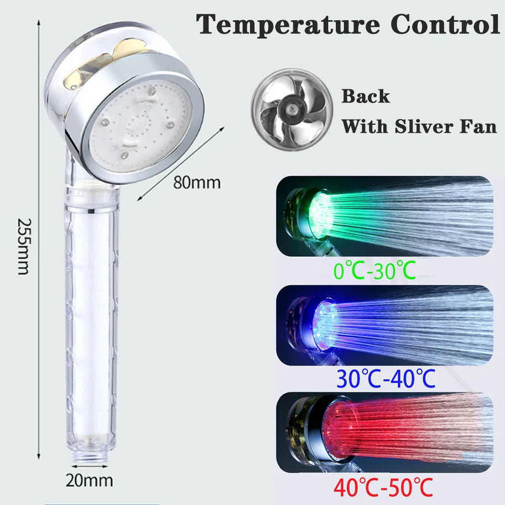 Temperatursensor LED Turbo Duschkopf