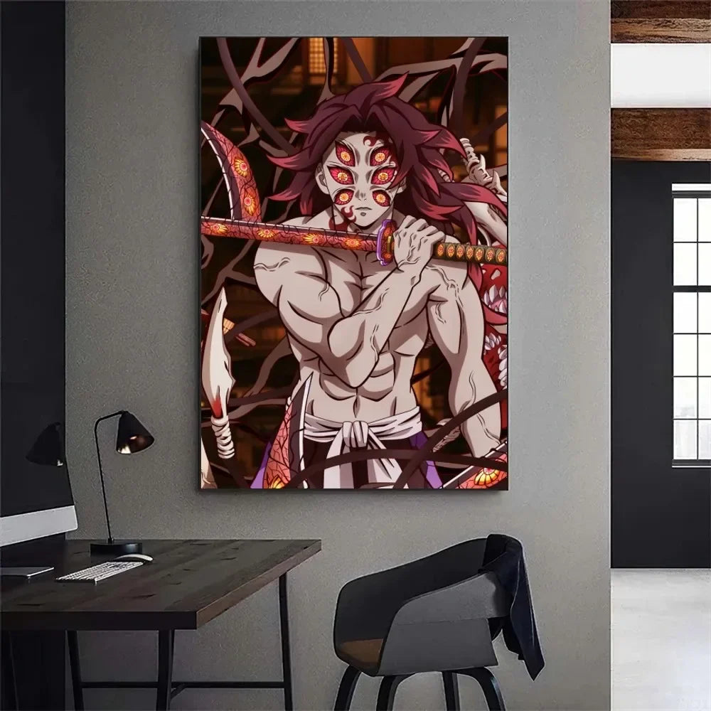 Demon Slayer Kibutsuji Muzan Kokushibou Anime Poster Gallery Prints Painting Wall Canvas Pictures Living Room Sticker