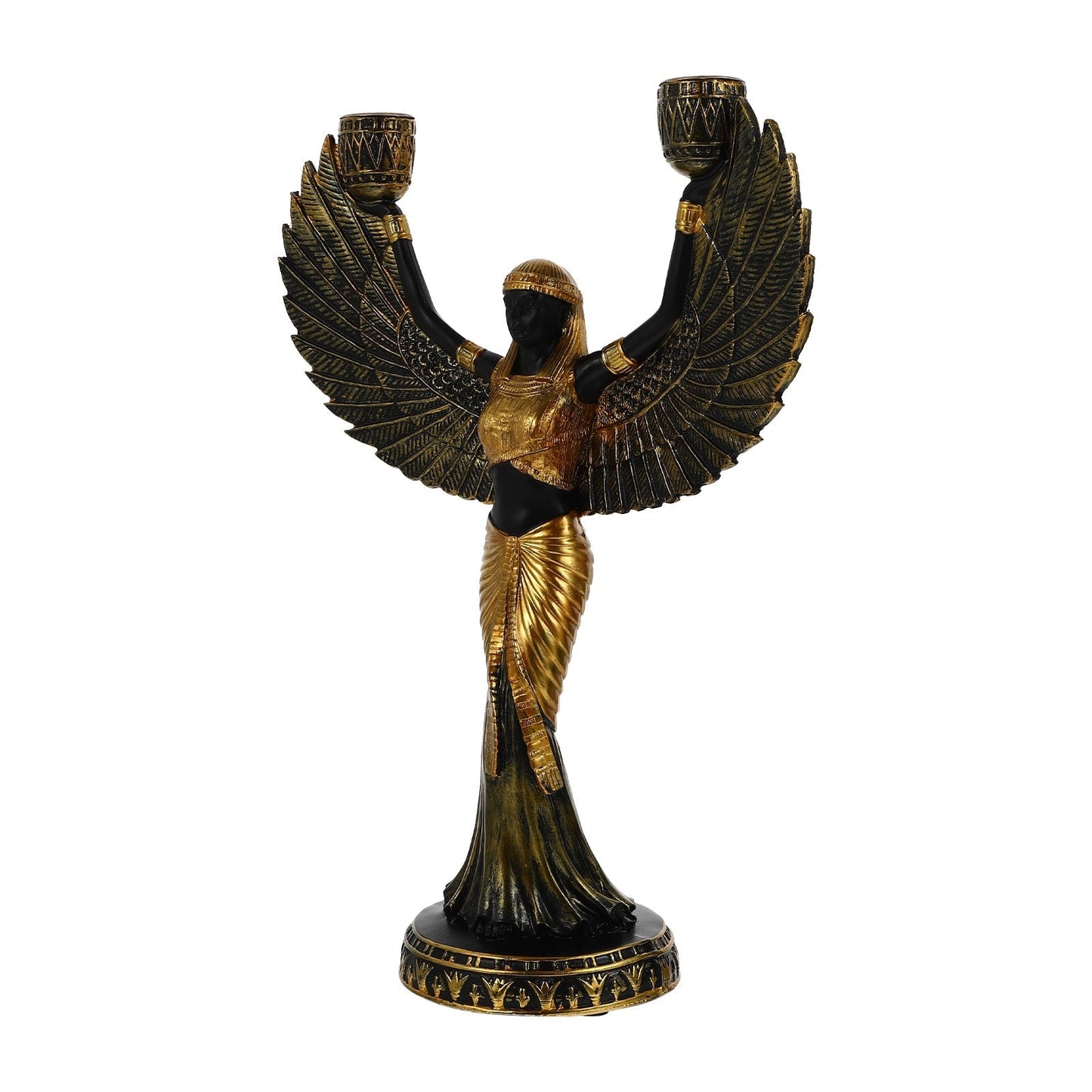 Ägyptische Halter Statue Göttin Isis Figur Skulptur Kerzenhalter Harz Dekor Metall Home Winged Theme Säule Antike