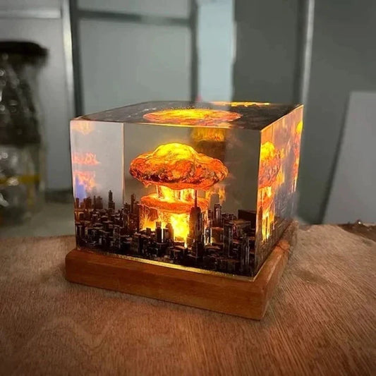 Nukleare Explosion Bombe Pilzwolke Lampe Flammenlose Lampe für Garten Wohnzimmer Dekor 3D Nachtlicht Wiederaufladbar