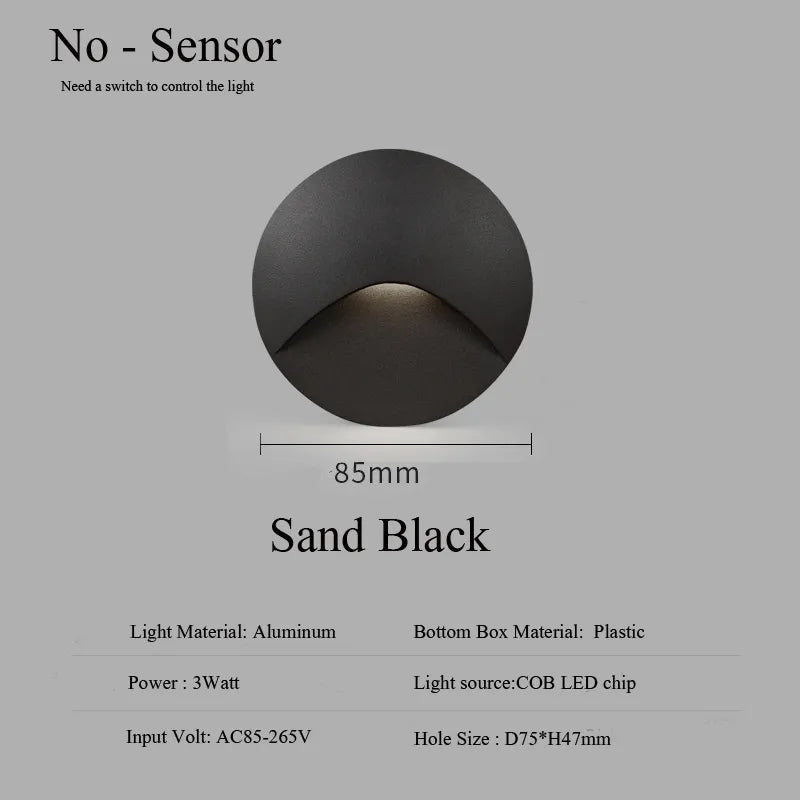 Moderne wasserdichte IP65 LED-Einbau-Wandlampe für Außenbeleuchtung - 3W eingebettete Stufen- & Treppenbalcony-Portalschlusslampe