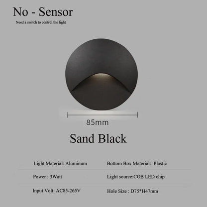 Moderne wasserdichte IP65 LED-Einbau-Wandlampe für Außenbeleuchtung - 3W eingebettete Stufen- & Treppenbalcony-Portalschlusslampe