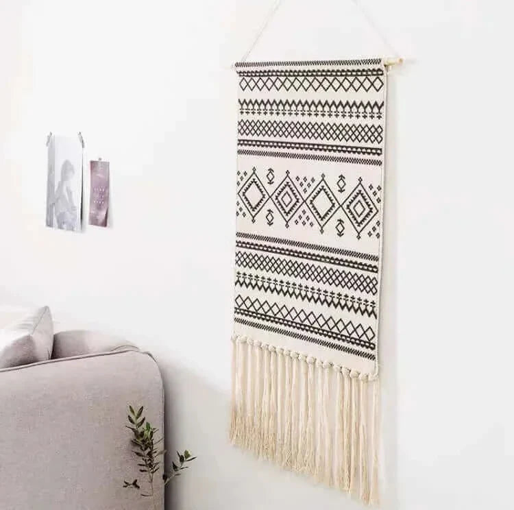 Macrame Hängender Baumwollteppich