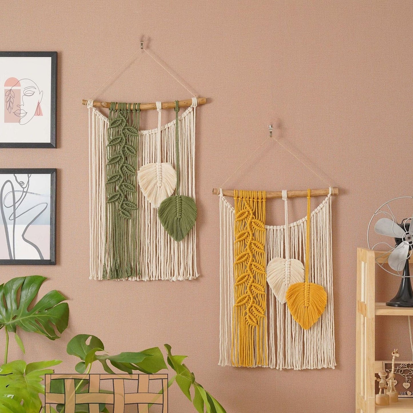 Makramee-Wandbehang, Wandteppich, Wanddekoration, Boho, Bohemian-Stil, gewebt, Heimdekoration, handgefertigt, für Wohnzimmer, Wohnung, Wohnheim, Wandteppiche