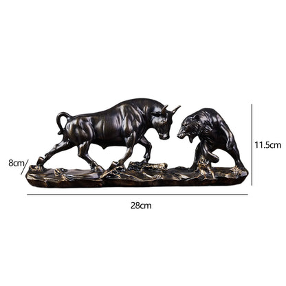 Exquisite Bear and Bull Statue Collection Resin Figurine Ornament Animal Sculpture for Desktop Shelf Bookcase Shelves Decoration