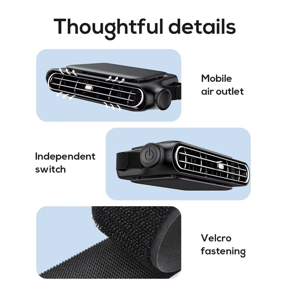 Frendorf | Auto Kopfstütze Kühlventilator 3 Geschwindigkeiten einstellbarer elektrischer Autositzventilator 5V/2A Auto Rückenlehnenventilator Auto Innenzubehör