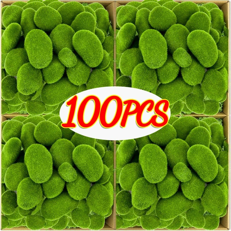 Frendorf | 100PCS Grüne Moossteine – Künstliche Moossteine für Gartenbasteln, DIY-Mikrolandschaftsdeko, Simulationspflanzen
