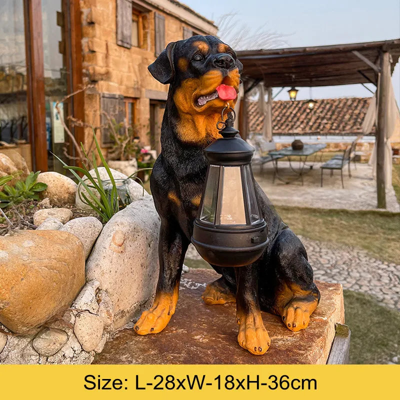 Frendorf | Solarbetriebene Outdoor-Harz-Hundestatue Lampe