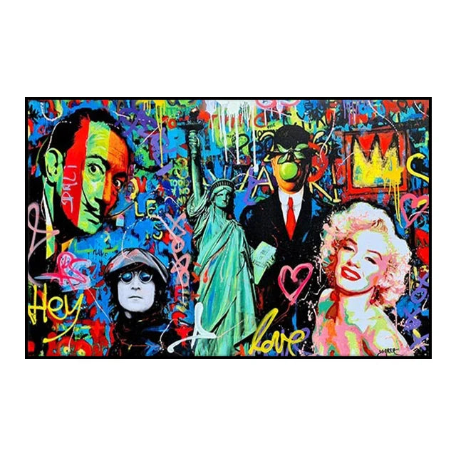 Modern Pop Wall Art Street Graffiti Bus Car Charles Chaplin HD Canvas Nordic Poster Print Home Bedroom Living Room Decoration