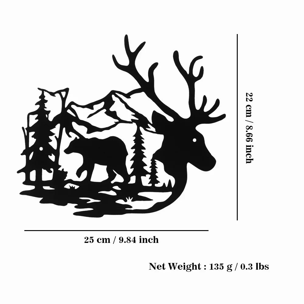 Wald Elch Metall Wandkunst Schild Bauernhaus Hängehängedekor Schwarzes Ausschnittschild Heimatbüro Wohnzimmer Schlafzimmer Dekoration
