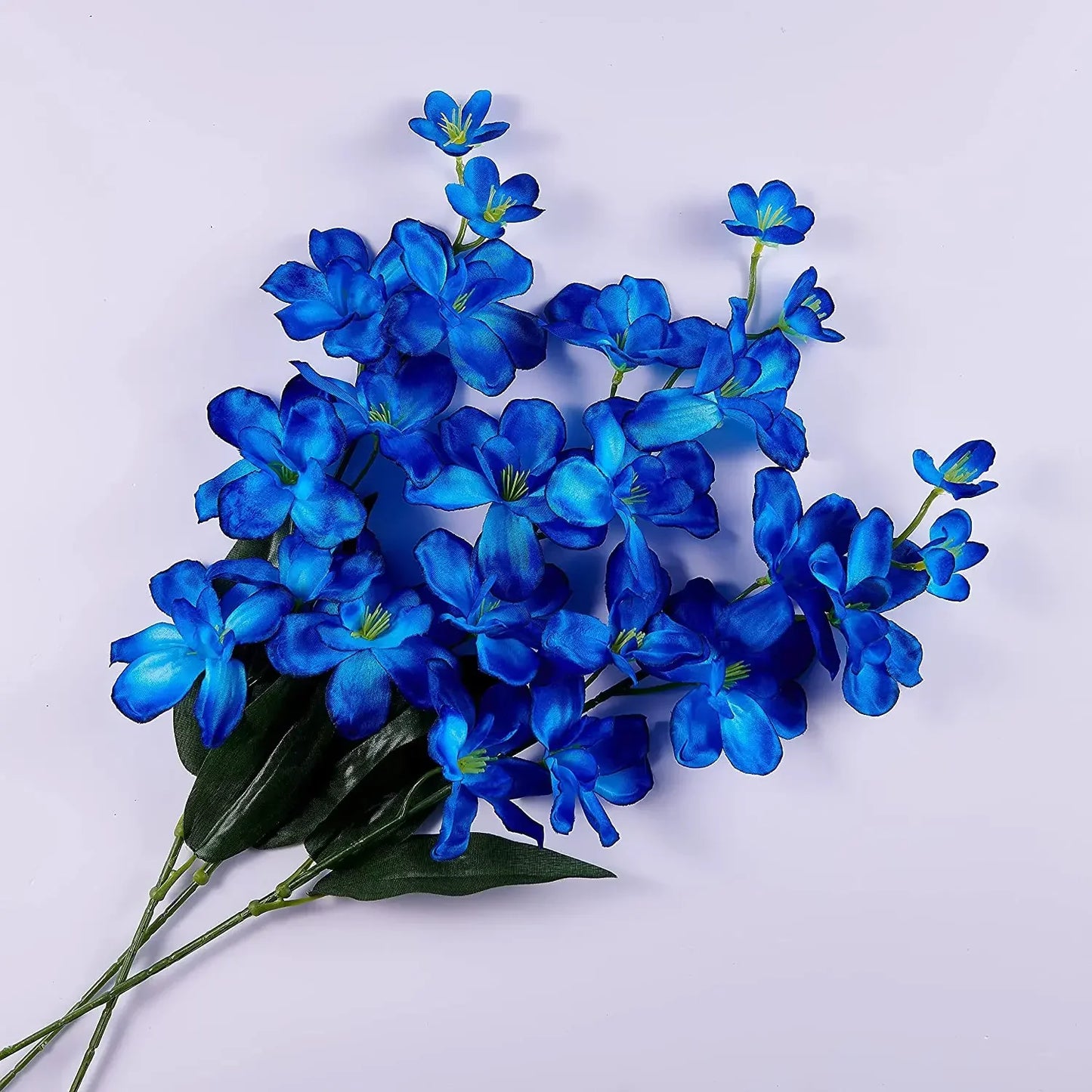 Frendorf | 10 Stück künstliche blaue Orchideenblumen mit langen Stielen – Großpackung dekorative falsche Schmetterlingsorchideen für Hochzeiten und Wohnkultur