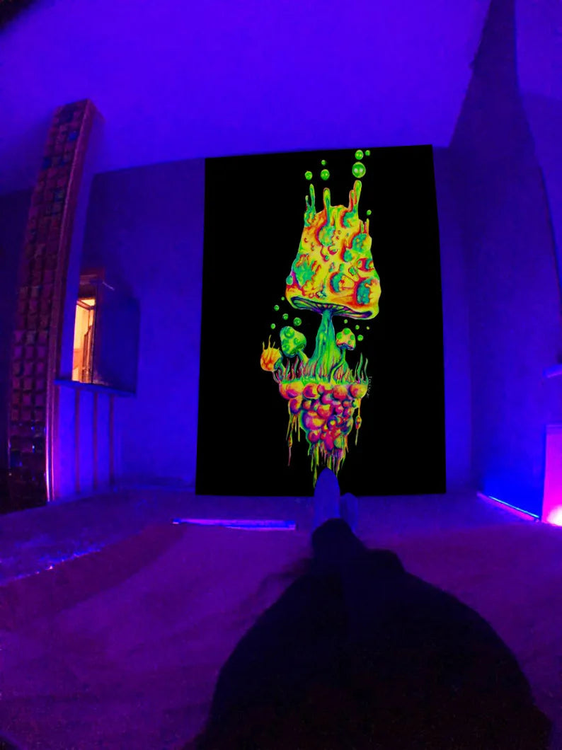 Psychedelischer Pilz Glow Wandteppich