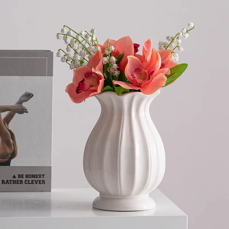 Frendorf | Vasea Nordic Große Keramikvase | Minimalistische Trockenblumenvase | Tisch- & Wohnzimmereinrichtung für Blumenarrangements