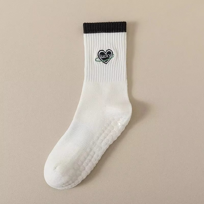 Frendorf | Unisex-Mid-Calf gestreifte Yoga-Socken - rutschfest, schweißabsorbierend, geruchskontrollierend