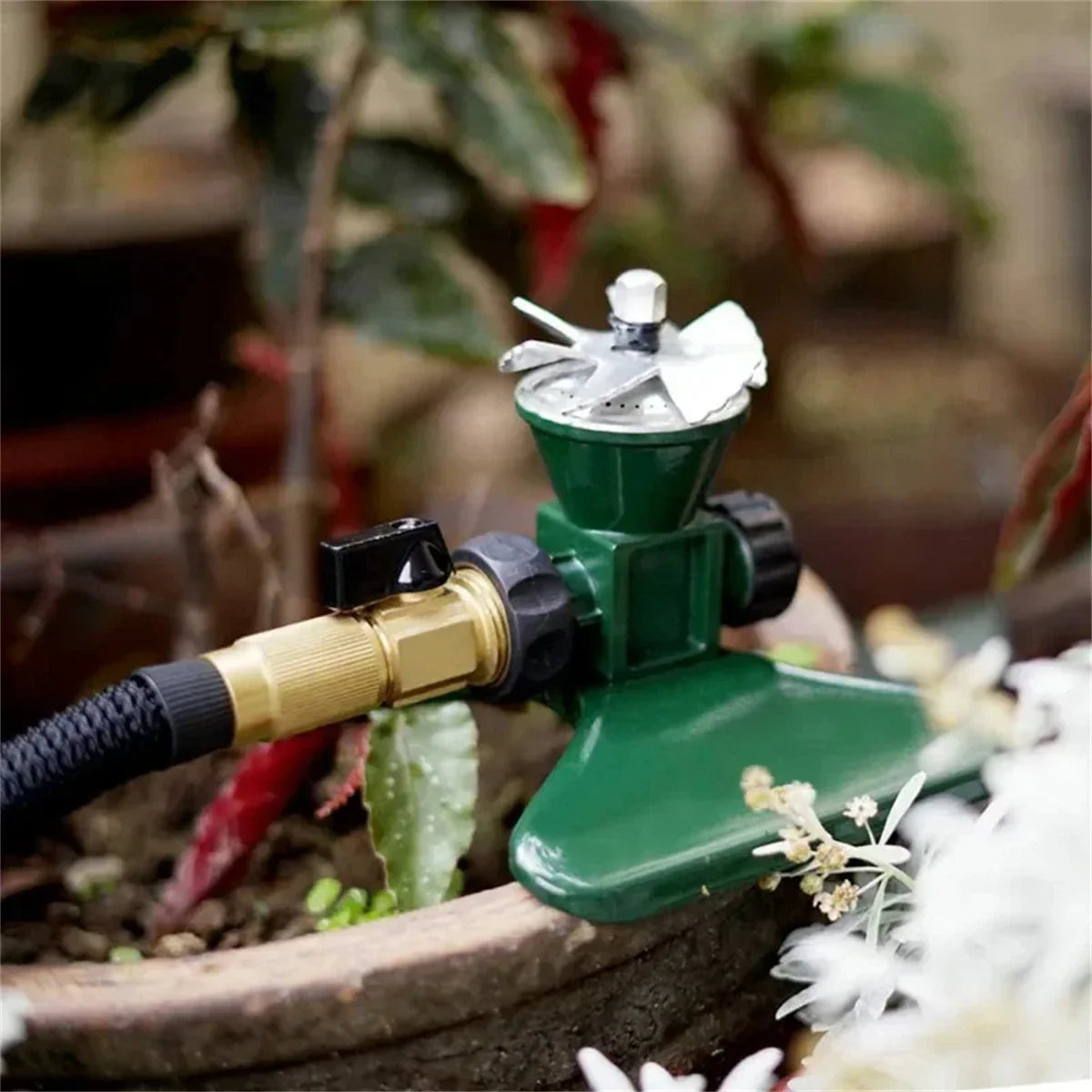 Frendorf | 360-Grad Automatischer Rotierender Metall Rasen Sprinkler – Effektiver Gartenbewässerung Sprühkopf