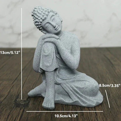 Frendorf | TranquilStone Buddha Figuren Set | Meditative Mönchs Statuen | Zen Garten Dekoration | Achtsamkeit & Feng Shui Deko für Zuhause