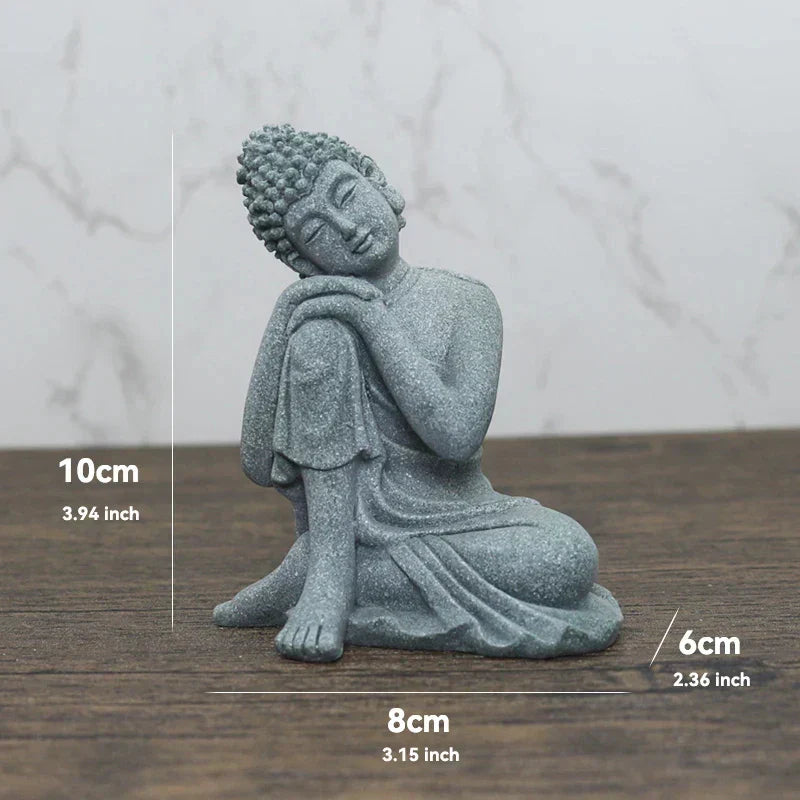 Frendorf | TranquilStone Buddha Figuren Set | Meditative Mönchs Statuen | Zen Garten Dekoration | Achtsamkeit & Feng Shui Deko für Zuhause