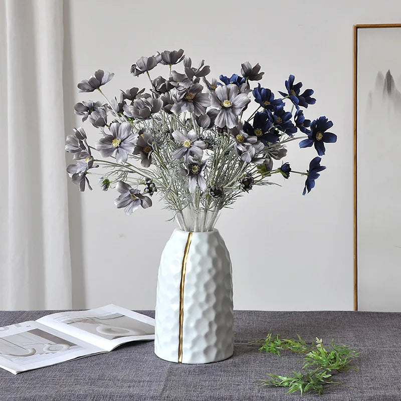 Frendorf | 60 cm Gesang Blume Künstliche Seidenblume – Weiße Cosmos Gänseblümchen für Hochzeit, Weihnachten, Herbst Wohnkultur