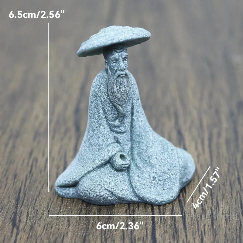Miniatur Alter Fischer Schach Spielen Sand Steine Figur Aquarium Ornamente Feengarten Bonsai Steingarten Landschaft Raumdekoration