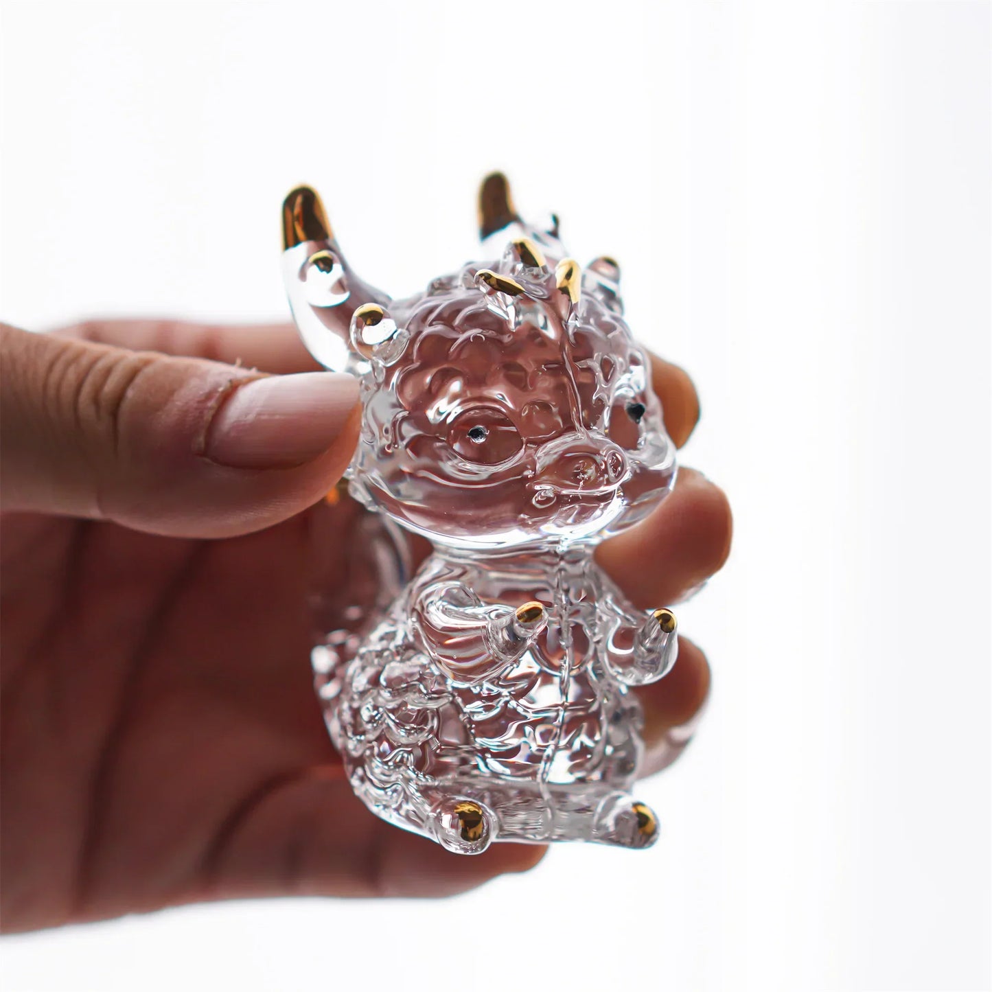 H&D 3-Zoll Kristalldrachen Figur Sammlerstücke Kunstglas Tier Ornament Dekoration für Bürotisch Zuhause Schlafzimmer