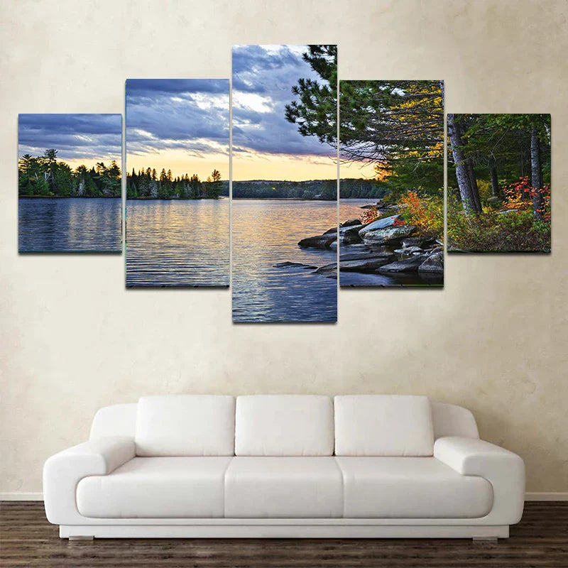 Frendorf | EcoHarmony Natur Leinwand 5er-Set | Wandkunst | Natürliche Eleganz | Wohn- und Bürodekoration