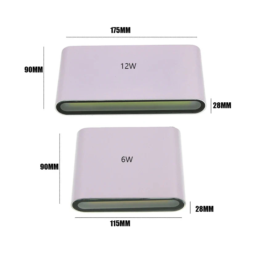 Frendorf | Moderne LED Wasserdichte Innen/Außen Wandleuchte – IP65 Aluminium, 6W/12W/20W, Auf- und Abwärtsbeleuchtung, Ideal für Küche, Schlafzimmer, Badezimmer und Eingangsbereich