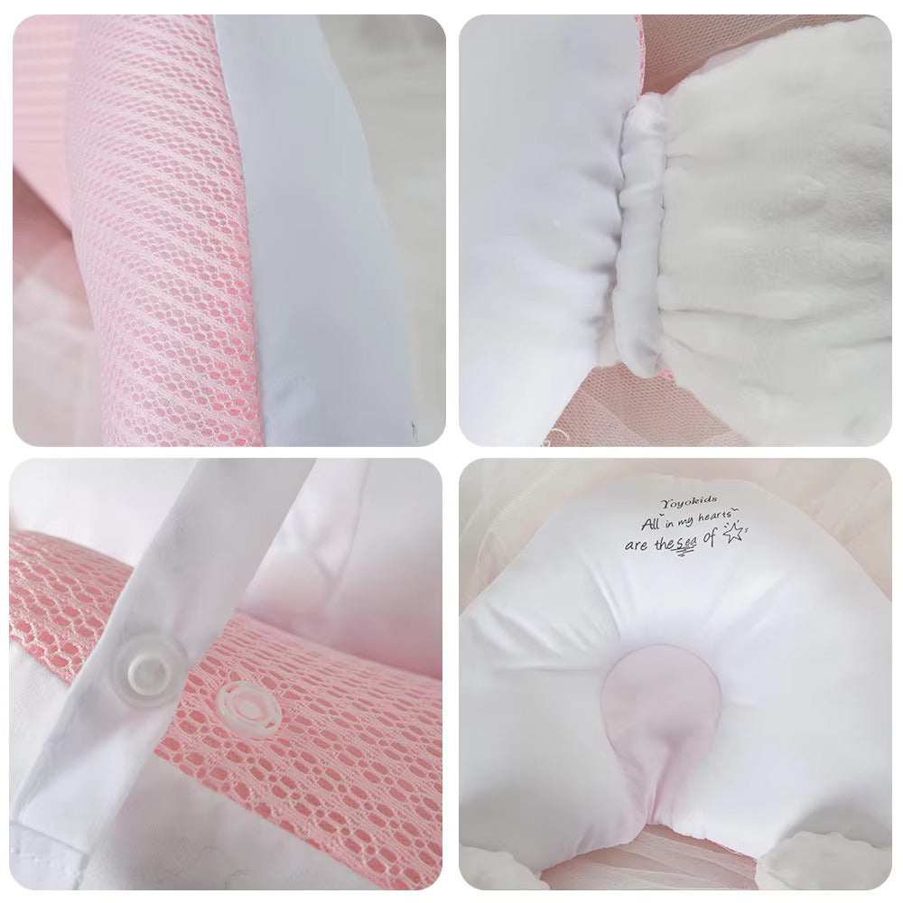 Frendorf | Bio-Baumwolle U-förmiges Baby-Kissen - Weiche & sichere Nackenstütze für Säuglinge, verstellbares Hugbuddy-Design für gemütlichen Schlaf