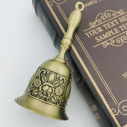 Groß Retro Handkurbel Glocke Kupferlegierung Servieren Schule Klasse Metall Anhänger Handwerk Hochzeit Dekoration Alarm Kirche Bar Hotel