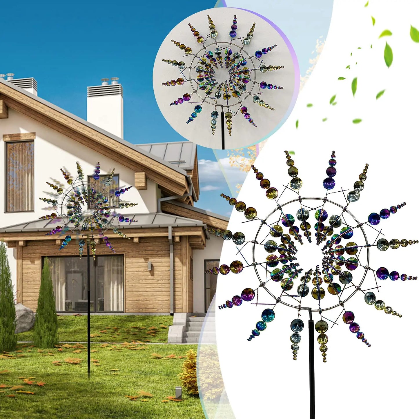 Frendorf | Einzigartiger Solarbetriebener Kinetischer Metall Windmühlen Spinner - Magische Windkollektoren für Patio, Garten, Rasen Außen Dekoration