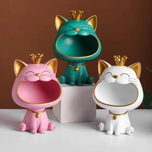 Fortune Crown Big Mouth Cat Eingang Schlüsselablage Dekoratives Ornament, Licht Luxus Einweihungsgeschenk Skulptur