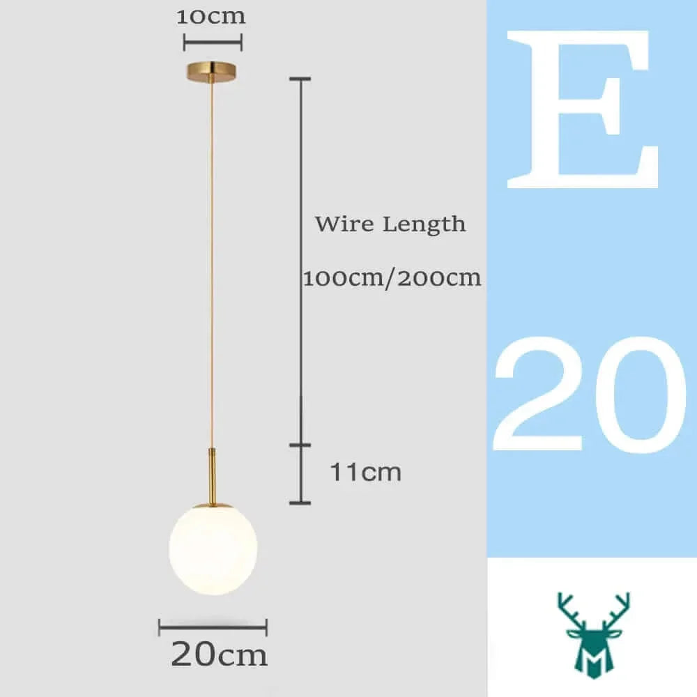 Mid-Century Modern Glas Ball Pendelleuchte