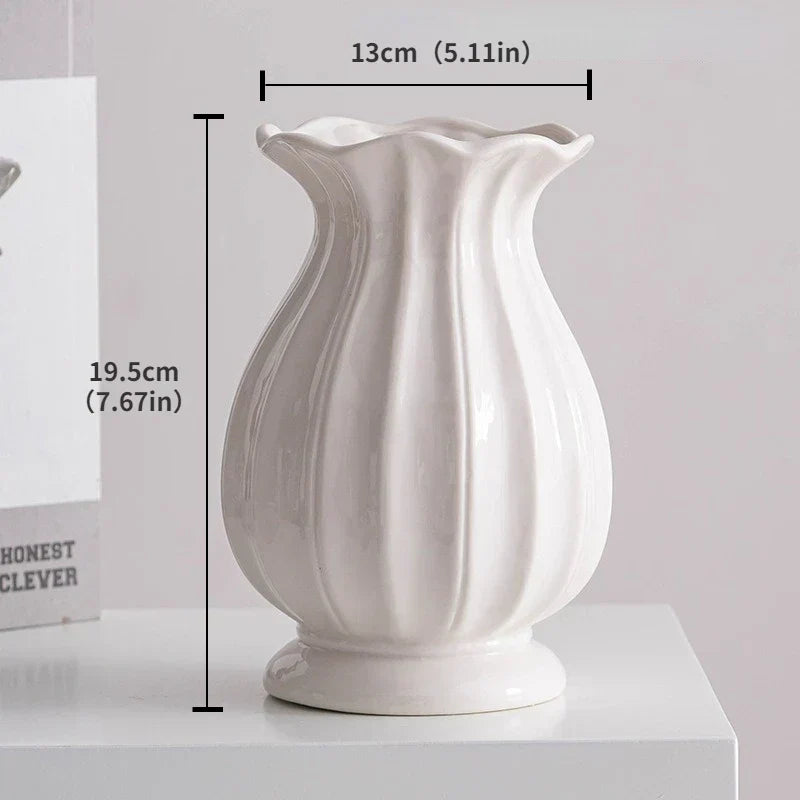 Frendorf | Vasea Nordic Große Keramikvase | Minimalistische Trockenblumenvase | Tisch- & Wohnzimmereinrichtung für Blumenarrangements